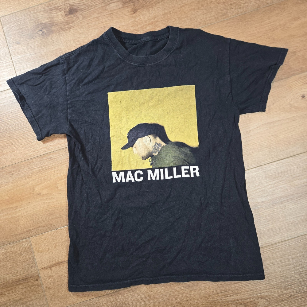 Mac Miller Rap T Shirt S Black Faded Hip Hop Box Logo Promo Streetwear Boys